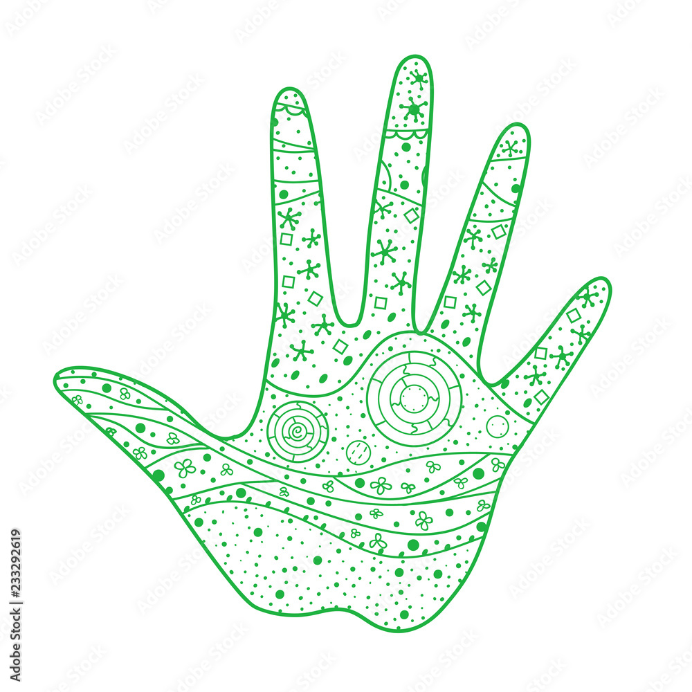 Hand on white. Abstract patterns on isolation background. Design for spiritual relaxation for adults. Zen art. Doodle for banners, posters, t-shirts and textiles Hand on white. Abstract patterns on isolation background. Design for spiritual relaxation for adults. Zen art. Doodle for banners, posters, t-shirts and textiles
