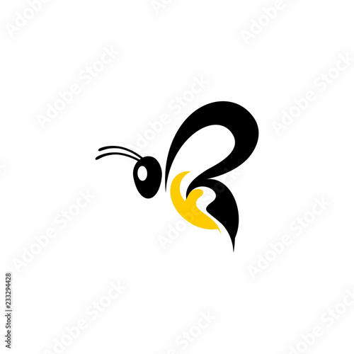 FB F B Initial Green Yellow Bee Logo Vector