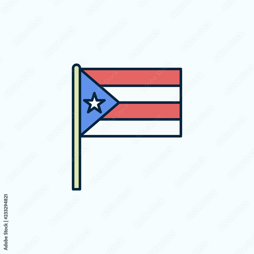 Puerto Rico flag 2 colored line icon. Simple colored element