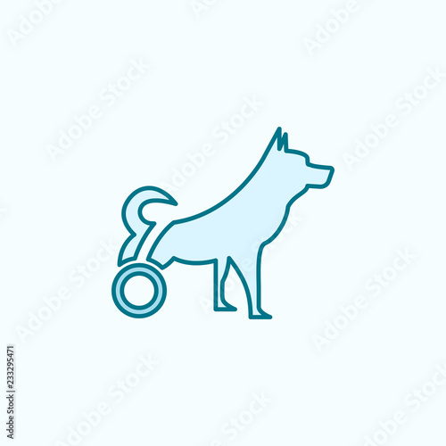 dog is disabled 2 colored line icon. Simple colored element illustration. dog is disabled outline symbol design from disabled set