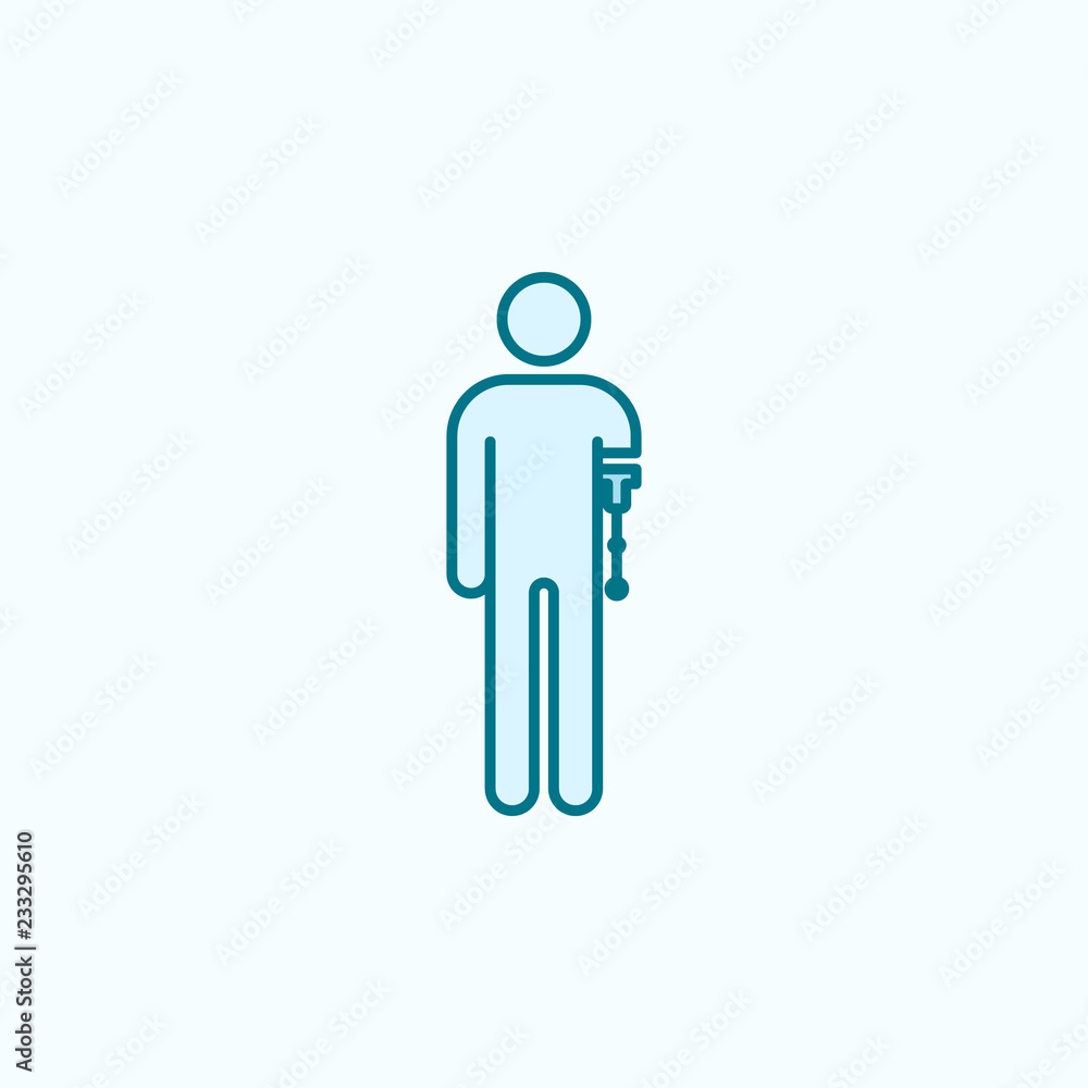 man with a prosthetic hand 2 colored line icon. Simple colored element illustration. man with a prosthetic hand outline symbol design from disabled set man with a prosthetic hand 2 colored line icon. Simple colored element illustration. man with a prosthetic hand outline symbol design from disabled set