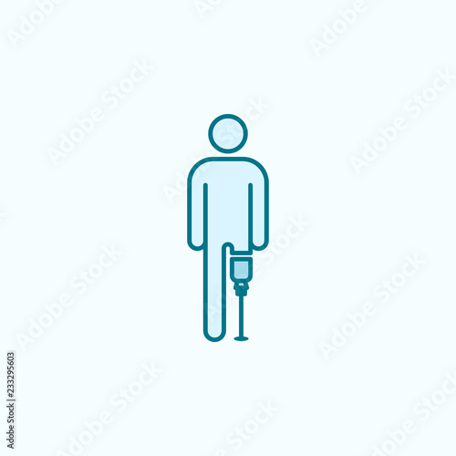 man with leg prosthesis 2 colored line icon. Simple colored element illustration. man with leg prosthesis outline symbol design from disabled set