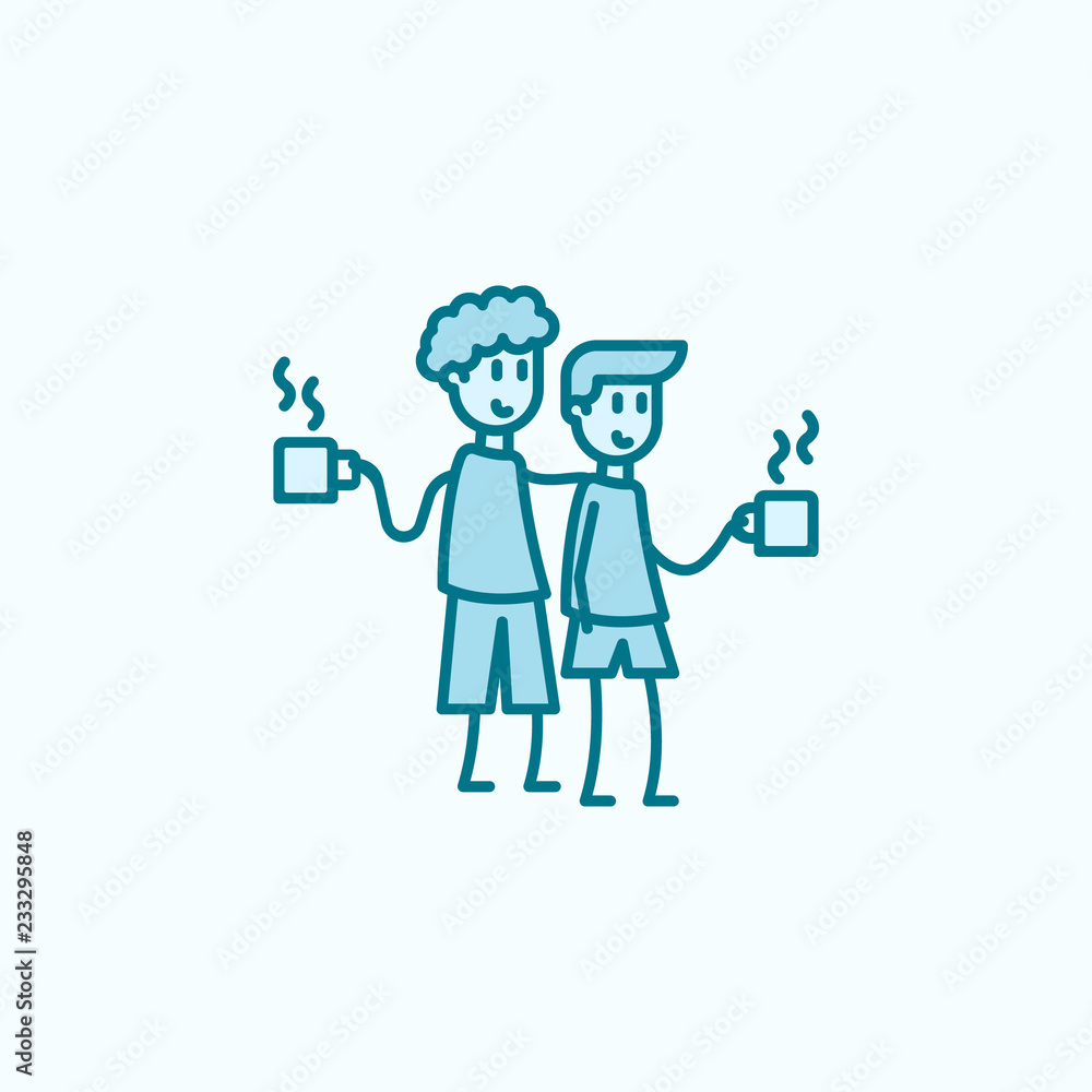 friends drink coffee 2 colored line icon. Simple colored element illustration. friends drink coffee outline symbol design from friendship set friends drink coffee 2 colored line icon. Simple colored element illustration. friends drink coffee outline symbol design from friendship set