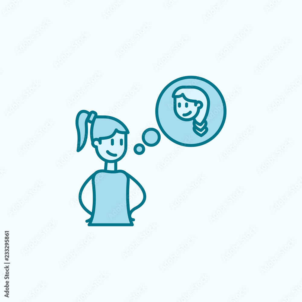think about friend 2 colored line icon. Simple colored element illustration. think about friend outline symbol design from friendship set think about friend 2 colored line icon. Simple colored element illustration. think about friend outline symbol design from friendship set