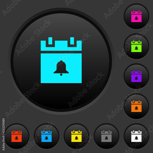Schedule alarm dark push buttons with color icons