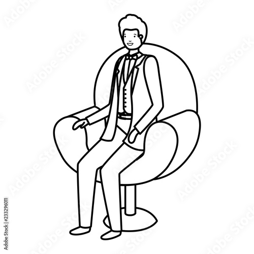 businessman sitting in chair avatar character