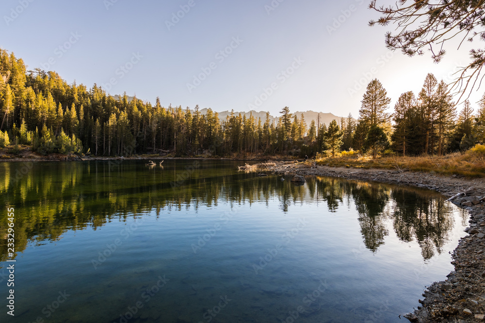 Sunset view of Heart Lake in the Mammoth Lakes area
