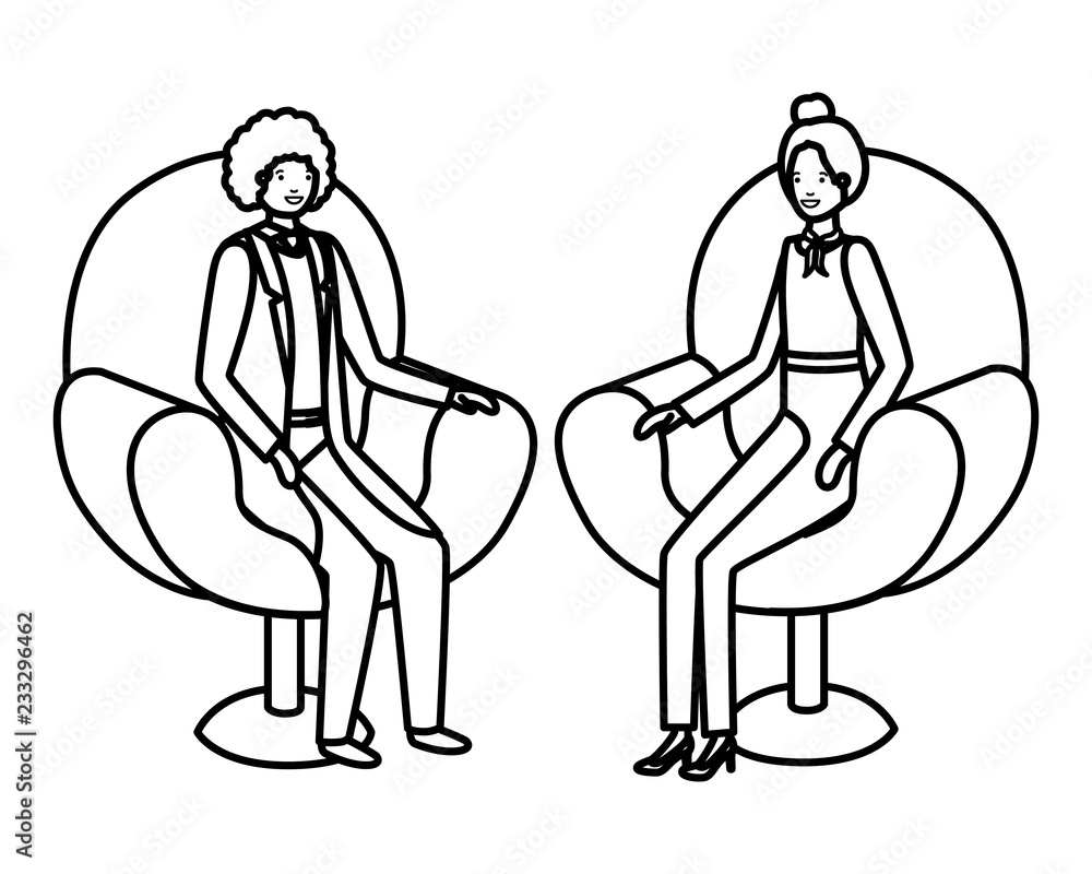 business couple sitting in chair avatar character business couple sitting in chair avatar character