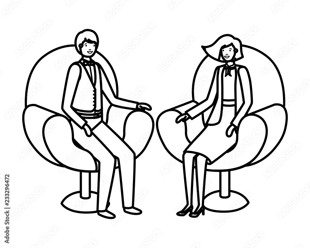 business couple sitting in chair avatar character business couple sitting in chair avatar character