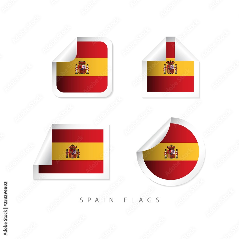 Obraz premium Spain Label Flags Vector Template Design Illustration