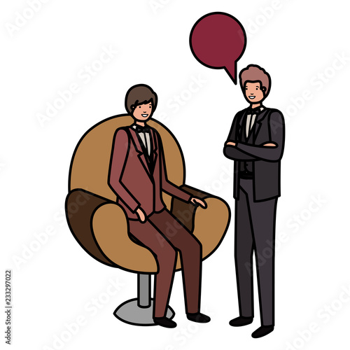 business men with speech bubble avatar character