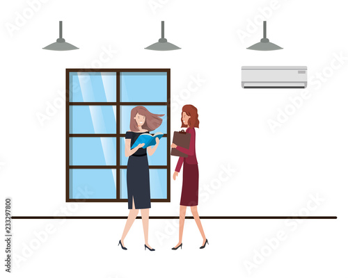 business women with books avatar character