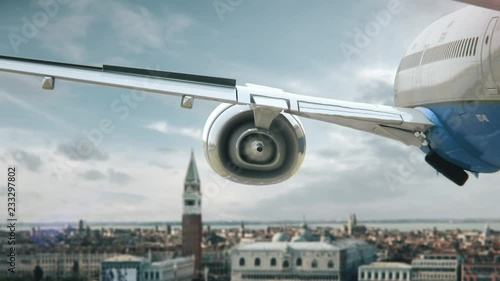 Airplane Landing Venice Italy