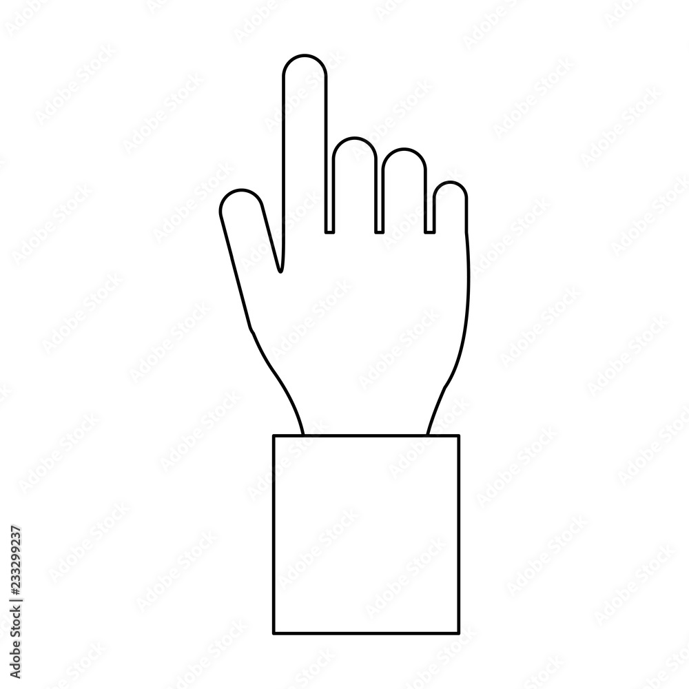 Obraz premium Hand pointing symbol black and white