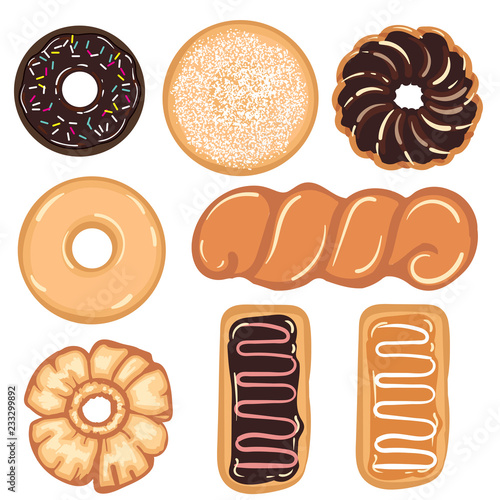 Vector Illustration of Popular Donut Varieties photo