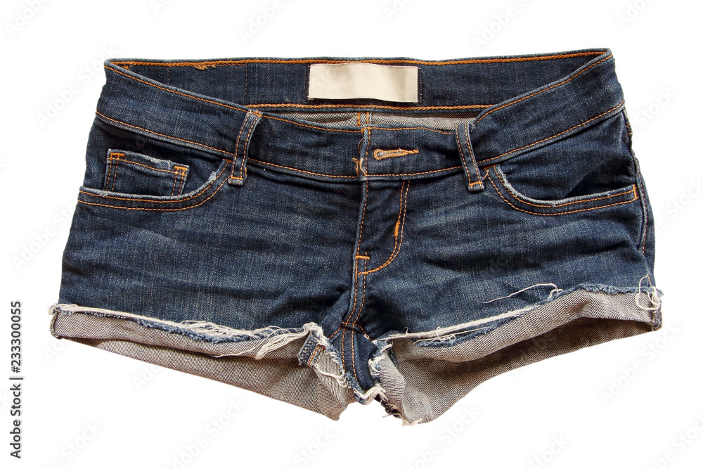 Fashion jean shorts lack ripped handmade with on white background. Fashion jean shorts lack ripped handmade with on white background.