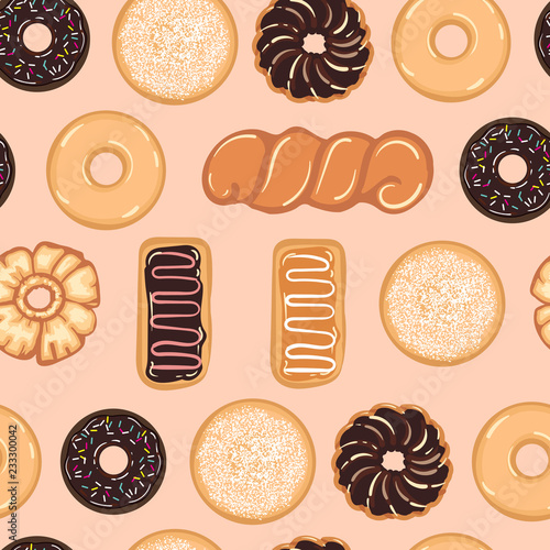 Vector Seamless Pattern for Donuts