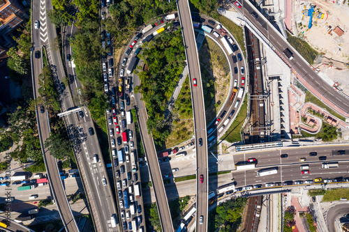 Traffic in cross harbor tunnel in Hong Kong photo