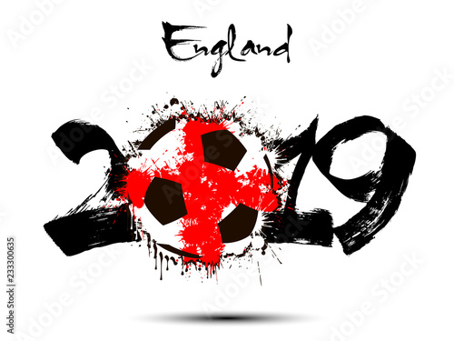 2019 New Year and a soccer ball as flag England