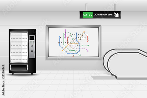 Metro interior design and vending machine, Tube, Underground, Subway