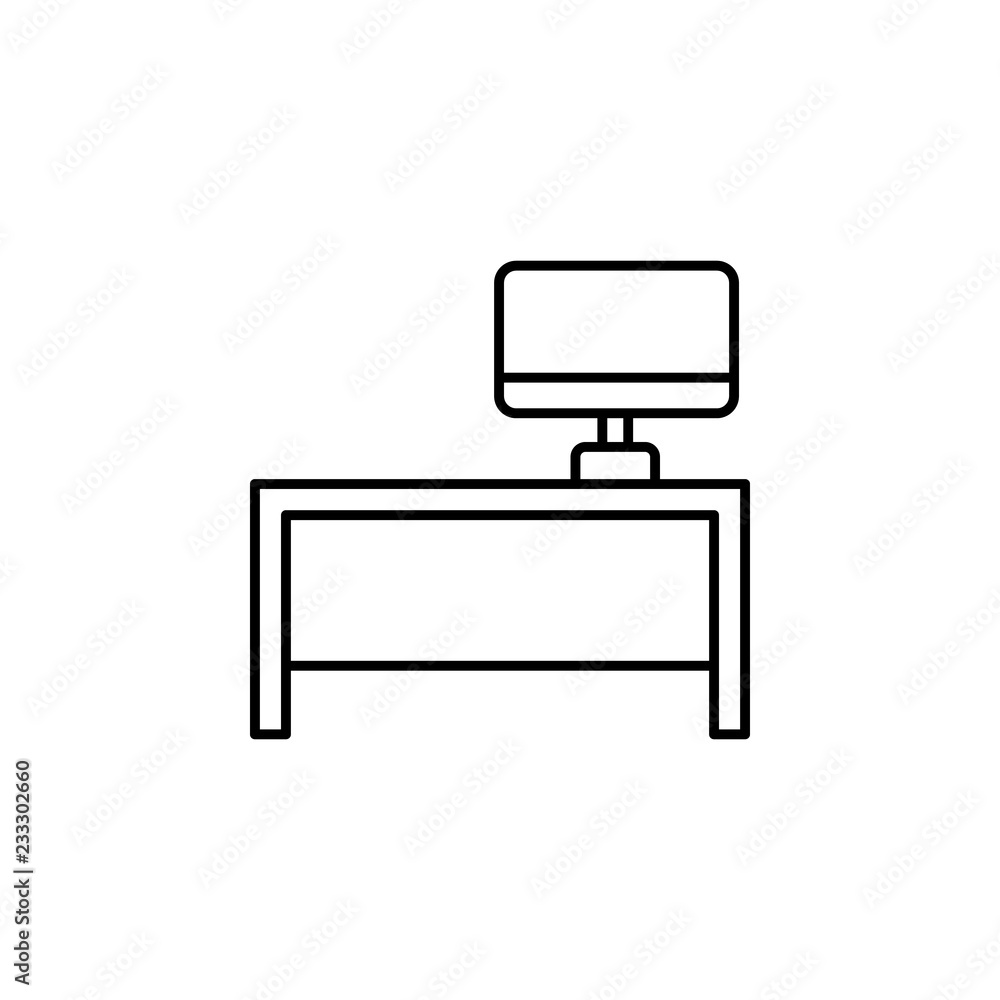 table with computer icon. Element of outline furniture icon. Thin line icon for website design and development, app development. Premium icon table with computer icon. Element of outline furniture icon. Thin line icon for website design and development, app development. Premium icon