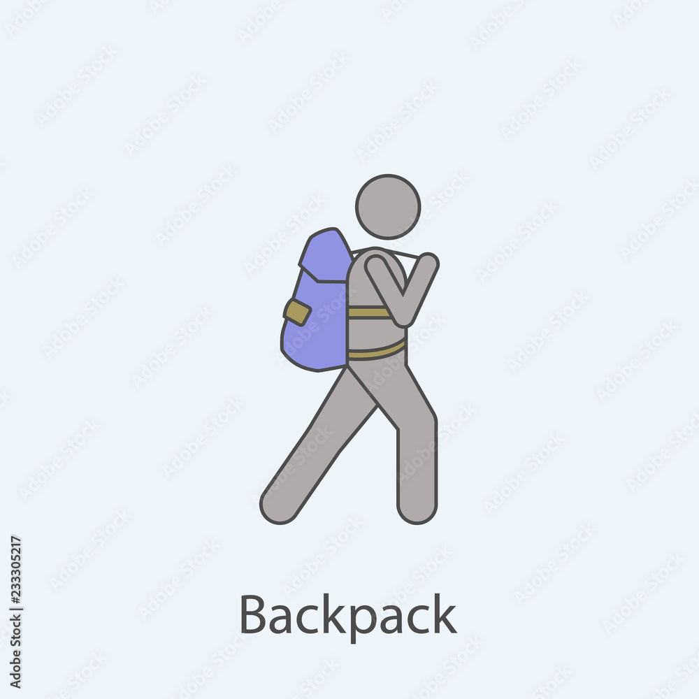 man with backpack 2 colored line icon. Simple colored element illustration. Outline symbol design from man with bag set man with backpack 2 colored line icon. Simple colored element illustration. Outline symbol design from man with bag set
