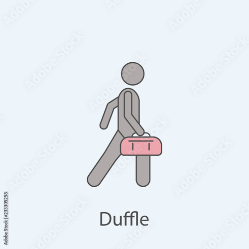 man with duffle 2 colored line icon. Simple colored element illustration. Outline symbol design from man with bag set