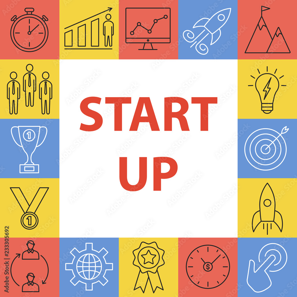 Start up outline icons set Start up outline icons set