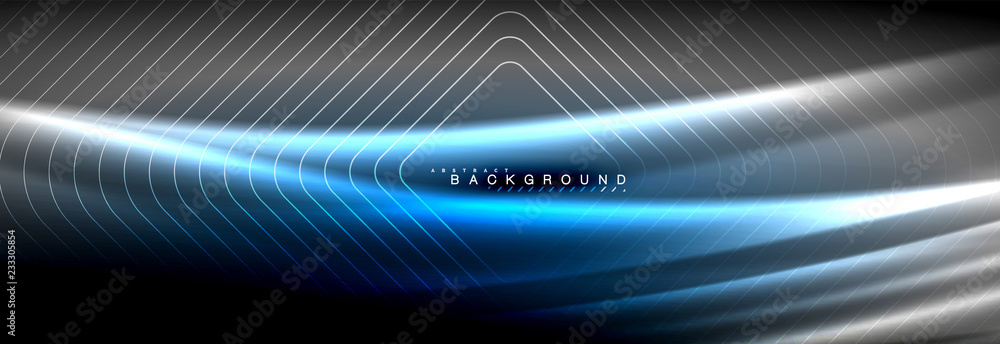 Neon glowing fluid wave lines, magic energy space light concept, abstract background wallpaper design Neon glowing fluid wave lines, magic energy space light concept, abstract background wallpaper design