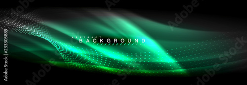 Liquid neon flowing waves, glowing light lines background