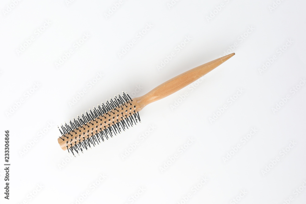 Round hair brush comb on white background Round hair brush comb on white background