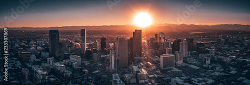 Aerial drone photo - City of Denver Colorado at sunset