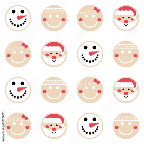 merry christmas gingerbread pattern background set