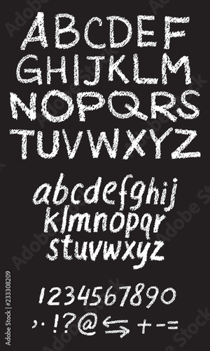 White chalk hand drawing vector alphabet
