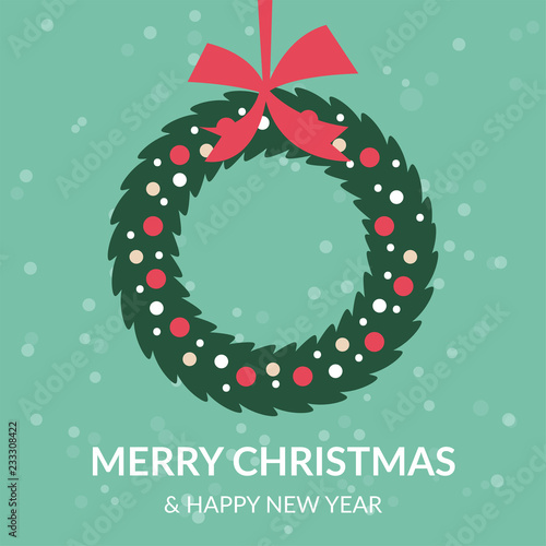 merry christmas and happy new year greeting card
