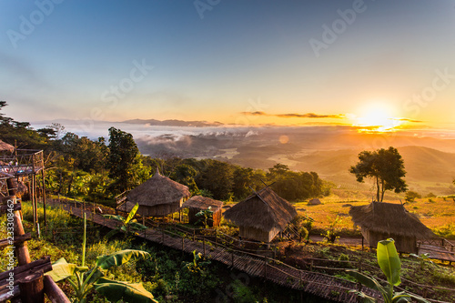 view point at Ban Doi Sa-ngo Chiangsaen Chiangrai Thailand. which includes a view of the Golden Triangle covering Thailand, Laos and Myanmar.