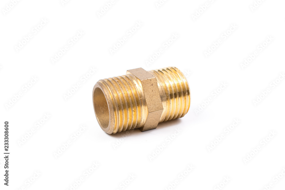 Brass water-pipe isolated on white background Brass water-pipe isolated on white background