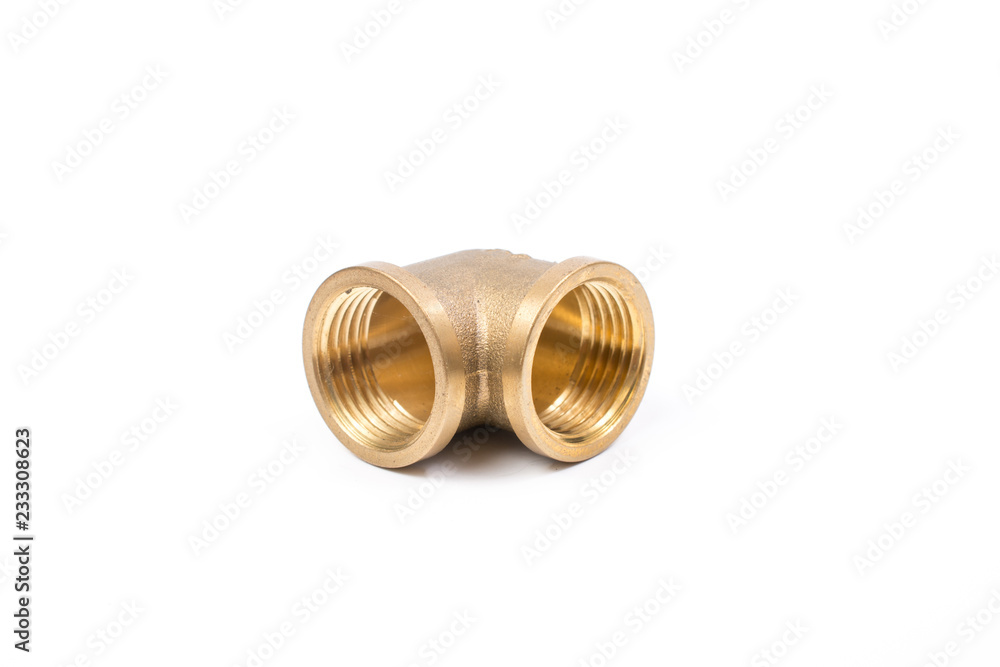 Brass water-pipe isolated on white background Brass water-pipe isolated on white background