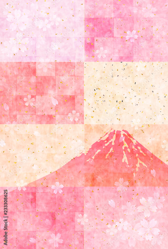 富士山 桜 年賀状 背景 Stock Vector Adobe Stock