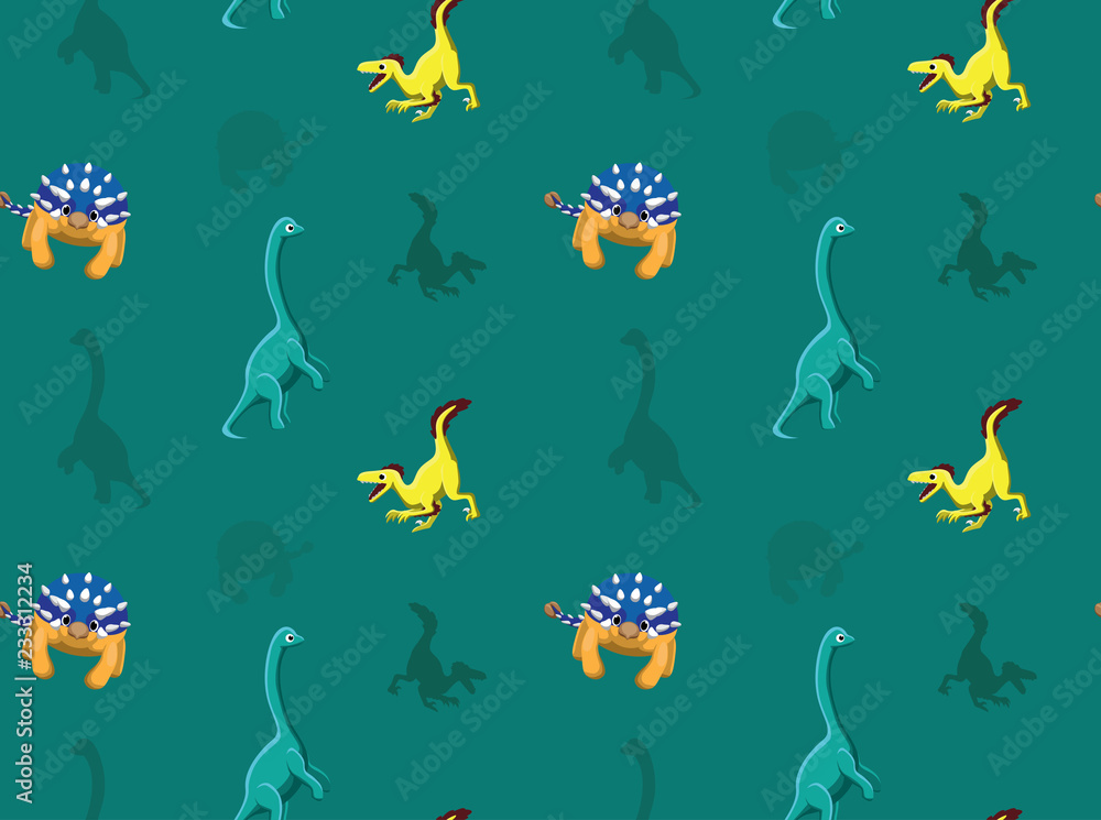 Dinosaurs Wallpaper Vector Illustration 12