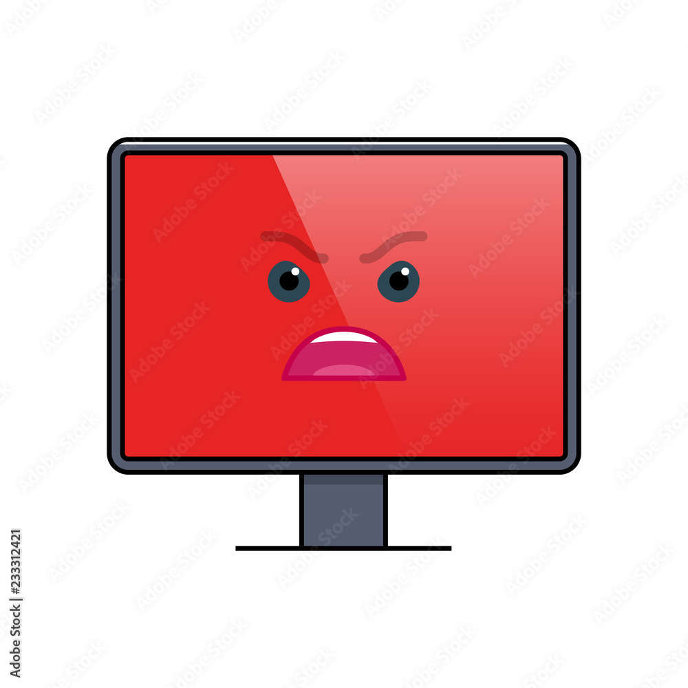 Screaming face on computer screen emoticon. Angry digital device emoji  symbol. Social communication and chatting. Frenzied monitor showing facial  emotion. Animated flat display vector illustration Stock Vector | Adobe  Stock