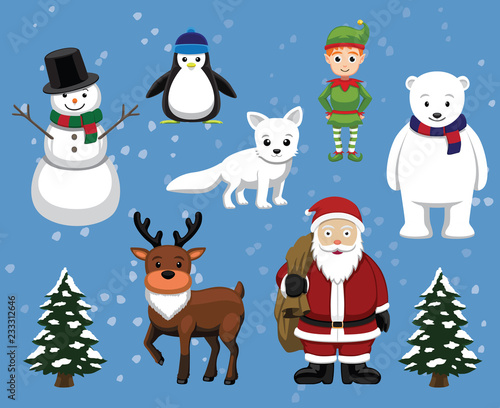 Christmas Characters Cartoon Vector Illustration
