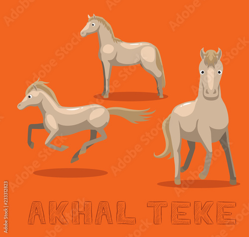 Horse Akhal-Teke Cartoon Vector Illustration photo