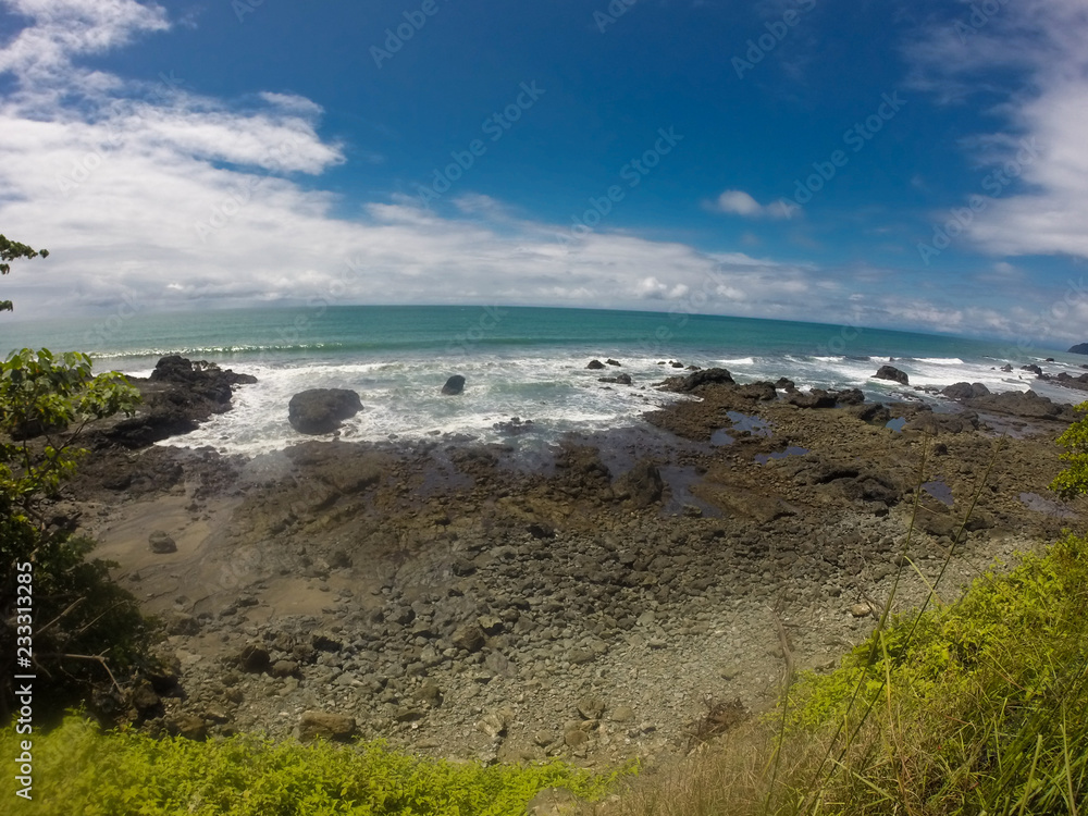 Panoramic View of a rocky beach in Costa Rica
