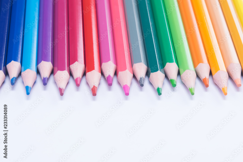 colored pencils, arranged in a row on top,there is a place for the inscription colored pencils, arranged in a row on top,there is a place for the inscription