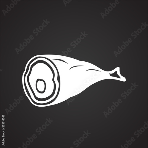 Meat haunch on black background icon