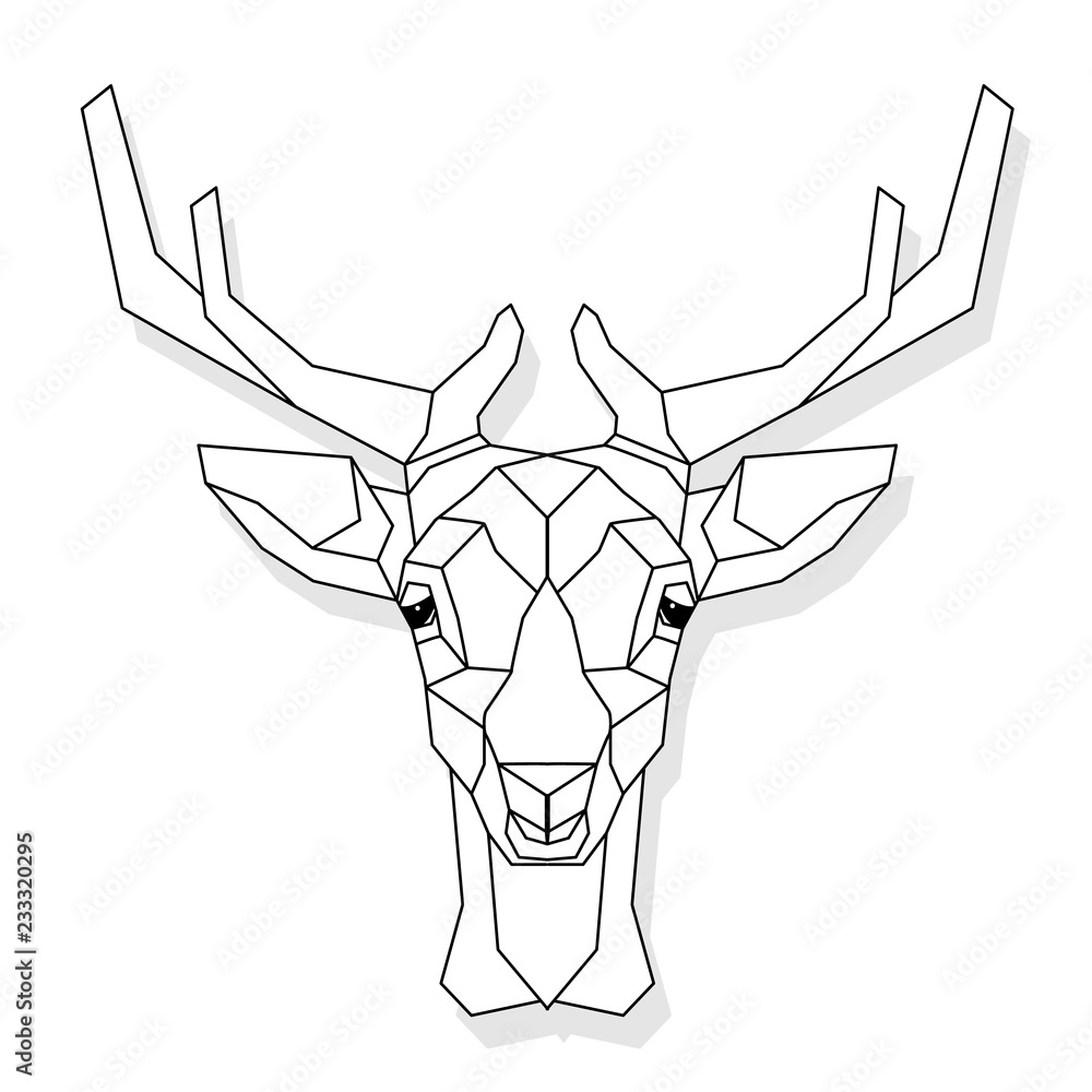 Stylized deer head vector illustration isolated on white background Stylized deer head vector illustration isolated on white background