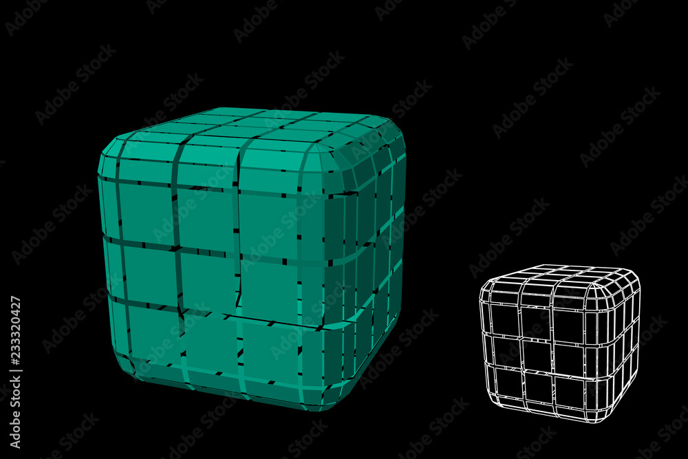 Abstract polygonal cube with cuts. 3d Vector illustration. Abstract polygonal cube with cuts. 3d Vector illustration.
