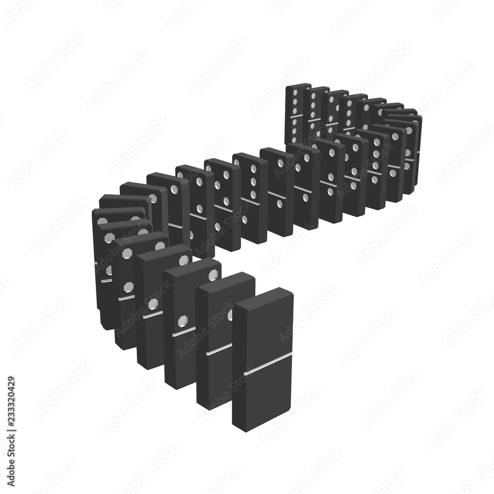 Dominoes. Isolated on white background. 3d Vector illustration.