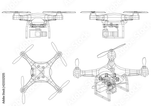 Drone concept. Vector rendering of 3d